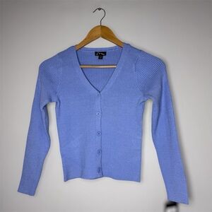 New Art Class Girls L (10/12) Blue V-Neck Button-Up Sweater